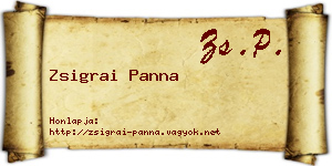 Zsigrai Panna névjegykártya